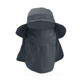 Sunscreen Fisherman Hat Fishing Breathable Sun Hat Female Face Cover Hat (Option: Dark Grey-One size)