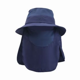 Sunscreen Fisherman Hat Fishing Breathable Sun Hat Female Face Cover Hat (Option: Navy Blue-One size)