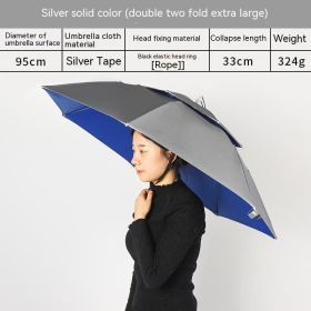 Headworn Double Layer Windproof And Rainproof Fishing Umbrella Hat (Option: Silver-95cm)