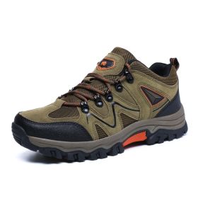 Outdoor Hiking Waterproof Non-slip Low-cut Hiking Shoes (Option: Khaki-46)