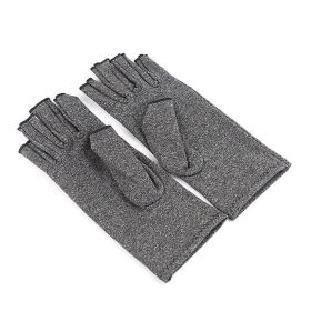 1pair Arthritis Fingerless Compression Gloves; Outdoor Half Finger Knuckle Pressure Gloves (Buy A Size Up) (Color: Grey, size: M)