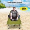 Folding Camping Cot with Side Storage Pocket Detachable Headrest